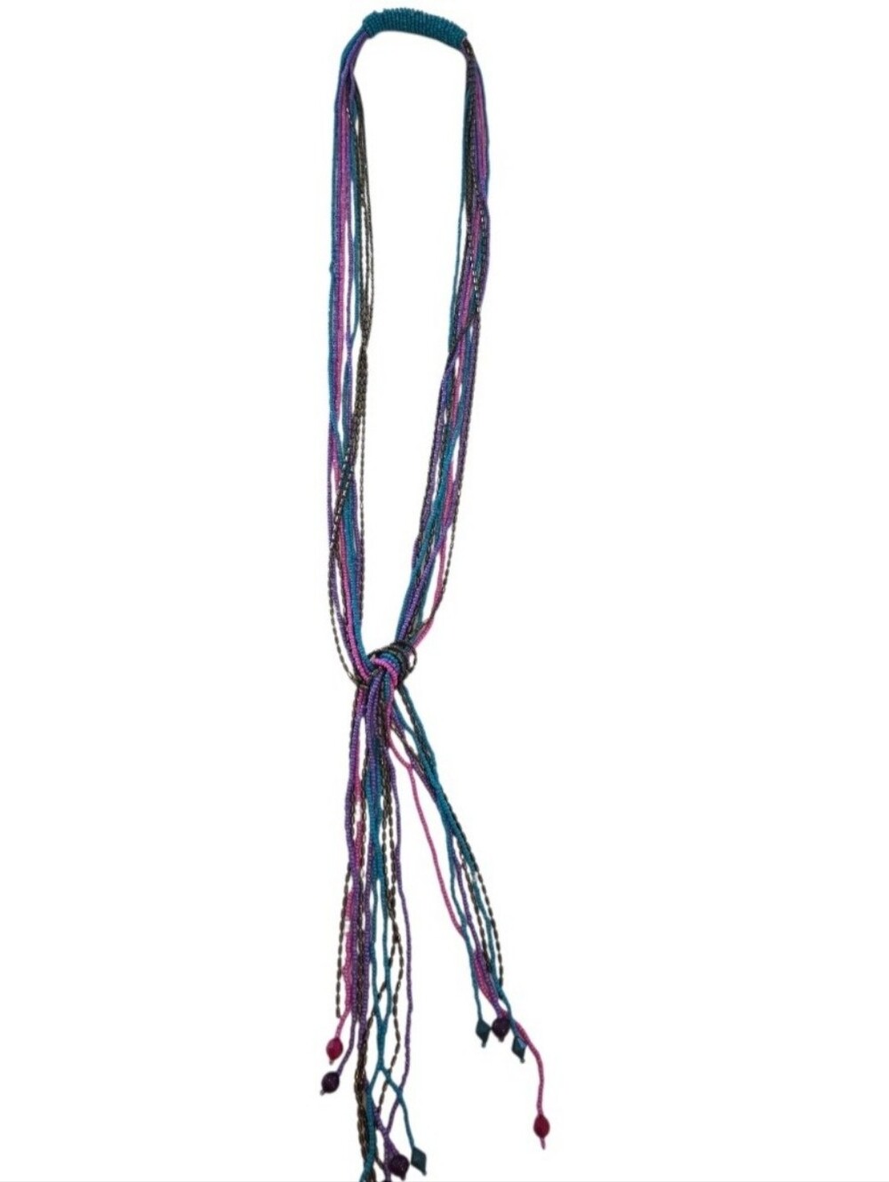 Vintage Multi-Strand Beaded Tie Belt Boho Festival - 54"